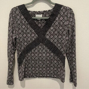 Vintage cotton Christopher & Banks long sleeve v-neck print shirt medium